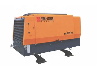 China 16bar 600cfm lubricated good quality stationary diesel air compressor for water well drilling for sale