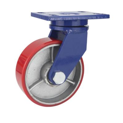 China Other 4 5 6 8 inch universalwheels polyurethane casters, super heavy iron cores, PU wheels, with 1-5 ton capacity, handcart and for sale