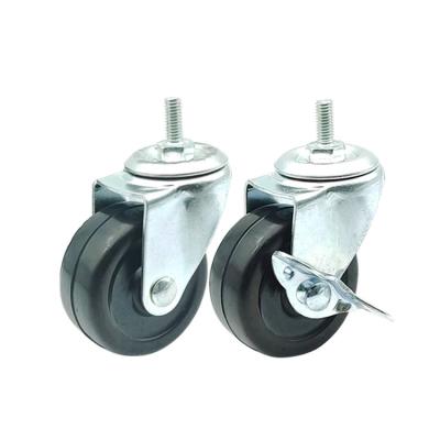 China Other Universal Casters 3inch Wheels 2.5inch Screw Brake Black Rubber Casters 1.5inch2inch Universal Industrial Casters for sale