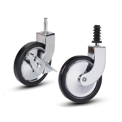 China Other PP Furniture Dining Car Chrome Plated Universal Double Round Stem Casters 3 Inch Silent Smooth Chrome Plated With Brake Pulleys for sale