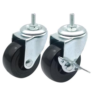 China Other CastorLightPVCCastorRotaryCastorScrewRodBlackWheel 1.5 2 2.5 3 4 Inch Screws With Brake Caster Spinning for sale