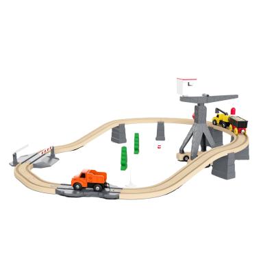 China High quality children train railway classic wood christmas mini track for kids wood train for sale