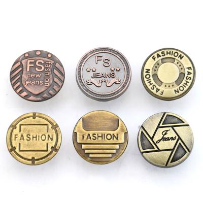 China Durable Washable Dry Cleaning Nickel Free Custom Jeans Logo Round Shank Metal Denim Button Up For Clothes for sale