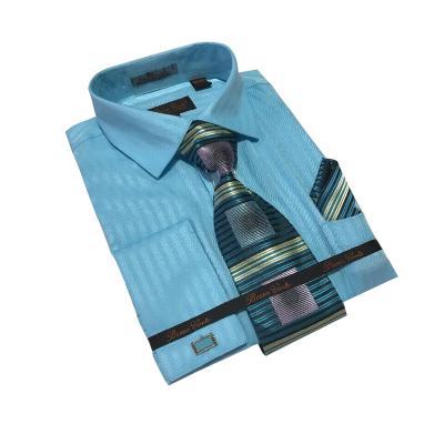 China Anti-pilling Men's Dress Shirts With Tie And Handkerchief Set Satin Shirt for sale