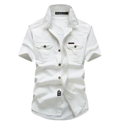 China Anti-pilling 2022 Hot Sale Custom Design Cotton Shirts Short Sleeve White Airline Pilot Uniform Shirts For Men for sale