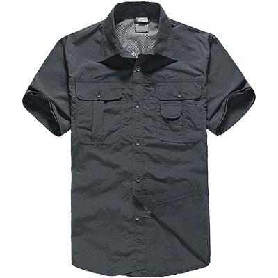 China Anti-Shrink Mileage Men's Tactical Short Sleeve Breathable Quick Dry Shirt With Button Down Chest Pockets Shirt For Fishing for sale