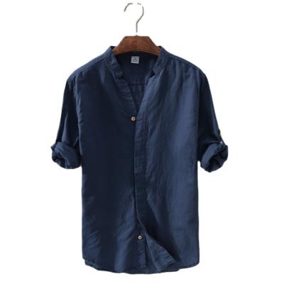 China Anti-pilling Mens Cotton Linen Casual Dress Shirts for sale