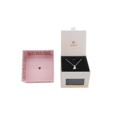 China New Packaging Customized Eco Friendly Design Preserved Rose Gift Necklace And Earring Fine Recycled Jewelry Box Paper Packaging for sale