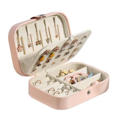 China Fashionable And Simple Low MOQ Fashion Luxury Delicate Pink Box PU Large Jewelry Box Case Jewelry Organizer For Travel for sale