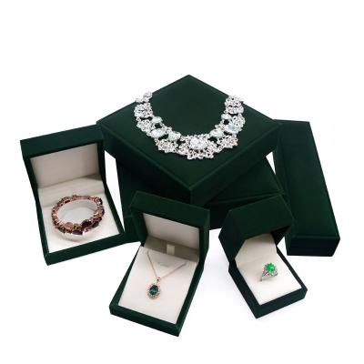 China New Arrival Wholesale Velvet All Kinds Of Green Velvet Jewelry Packaging Set Bracelet Ring Pendant Packaging Box Necklace Jewelry for sale