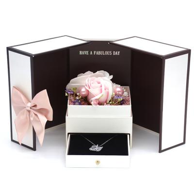 China Rose Flower Necklace Jewelry Gift Box Luxury Sliver Drawer Loveday Mother Fashion Custom Individual Design Individual for sale