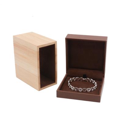 China Custom Wooden Brown Mini Bangle Bracelet Jewelry Packaging Wooden Box For Gift Jewelry Packaging Bangle for sale