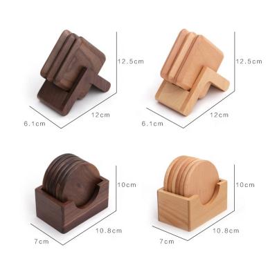 China Factory Size Logo Round Mats Square Coaster Wooden Tea Cup Coaster Set Custom Beech Eco-Friendly Sustainable Walnut Wholesale for sale