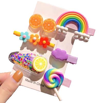 China Fashion/Wholesale Cute Colorful Fruit Hair Accessory Cute Kids Hair Pins Rainbow Shape Hair Clips For Girls for sale