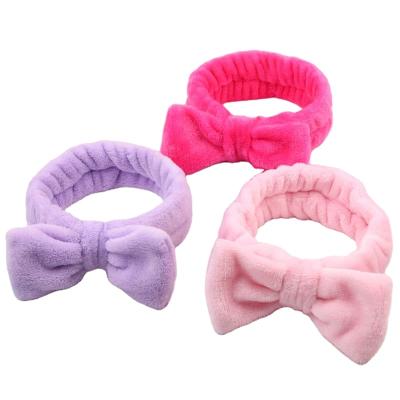 China Fashion/New Korean Wholesale Cute Velvet Bow Headband Plush Female Coral Headband Pure Color Girl Face Hair Circle Headband for sale