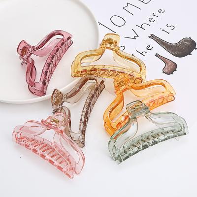 China Fashion/New Simple Fashion Solid Color Crystal Transparent Women Hair Claw Acrylic Hair Clips Ponytail Hair Claw Clips for sale