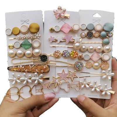 China Fashion Hot Selling Luxury Pearl Amazon Fashion Crystal Hair Pins Duck Bill Clip Simple Hair Clip Set For Girls for sale