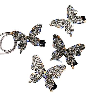 China Fashion/New Arrival Big Bling Girls Diamond Butterfly Jewelry Alloy Rhinestone Luxury Hairpin Refining Hair Clips for sale