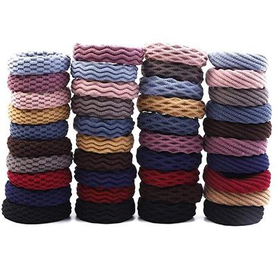 China Fashion/Factory Wholesale 20pcs Single Elastic Band Towel Ring Cotton Thick Plain Hair Bands High For Women for sale