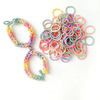 China 2021 Fashion Small Web Celebrity DIY Hair Band Lovers Elastic Band Hair Tie Top Bracelet Rainbow for sale