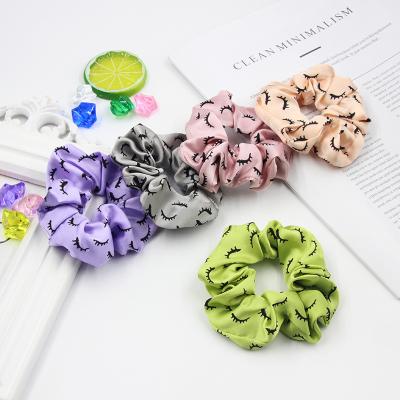 China Fashion/luxury custom made new arrival satin elastic elastic hair simple women's hair ties eyelash print hair scrunchies for sale