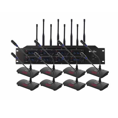 China uhf audio desktop microphone 8 channel wireless conference microphone system for sale