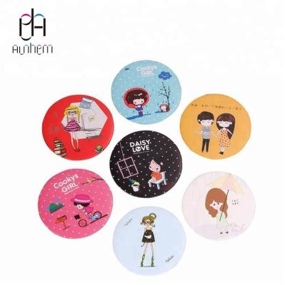 China Cosmetic custom tinplate knob mirror with beautiful printing, tin mirror, tin makeup mirror for promotion gift, M-1226 for sale