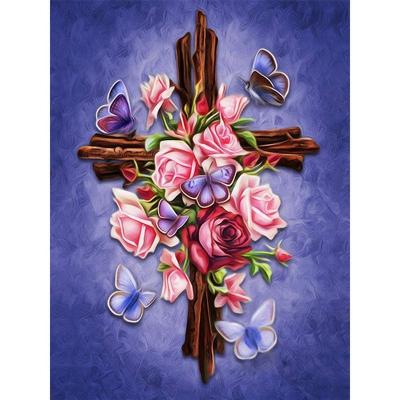 China Classic Cross Stitch Diamond Painting Religion Diamond Embroidery Flower Cross Stitch Kit By Numbers IC-3 for sale