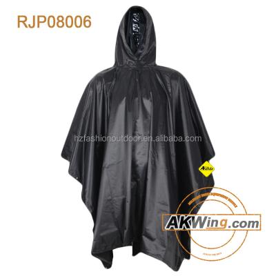 China Outdoor Black Military Rain Poncho With Tents Purpose Polyester Raincoat Police for sale