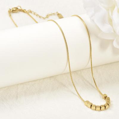 China Fashion Trend 18k Gold Jewelry Waterproof Wholesale Hot Chain Stainless Steel Cuban Bead Necklace Jewelry For Women for sale