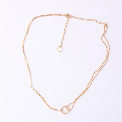 China Waterproof Customize Fashion Lady 18K Gold Plating Jewelry Fine Stainless Steel Circle Necklace for sale