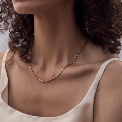 China Creative Waterproof Minimalist 18K Gold Plated Choker Chain Necklace Stainless Steel Necklace Fashion Jewelry for sale