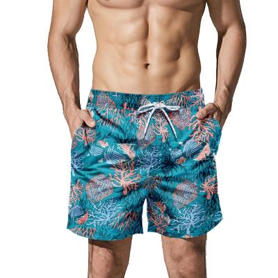 China Anti-wrinkle men's swimwear polyester short pants fashionable fit regular beachwear world style summer vacation underwater swim trunk ST-FLD02 for sale