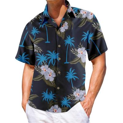 China Wholesale Anti-pilling Hawaiian Shirts Fails Hawaiian Men's Shirt HW-TROP05 Floral Print Casual Shirt Lapel Short Sleeve Shirt Collar for sale