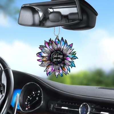 China Eco-friendly Acrylic Car Interior Accessories Mirror Car Plastic Empty Hanging Ornament Custom Shape And Car Hanging Printing for sale