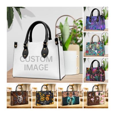 China Custom Motion Sensing Vintage Printed Handbags Printing Tote Handbag PU Fashion Feminine Ladies Personalized Leather Shoulder Bags for sale