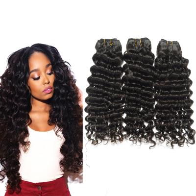 China High Quality Unprocessed Deep Wave Brazilian Hair 3 Bundles With Closure , Grade 12a Cuticle Aligned Brazilian Hair for sale