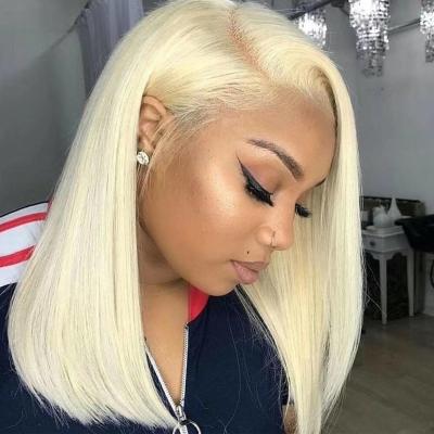 China Can Be Dyed And Bleached Indian Hair Ombre 613 Lead Blonde Wig,Brazilian Straight Human Hair HD Lace Frontal Wig for sale