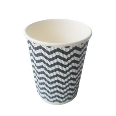 China 250ml 8oz Ripple Disposable Wallpaper Cup With Lid for sale