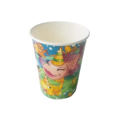 China Airline Cartoon Printing Disposable PE Coated Disposable 8oz Coffee Paper Cup for sale