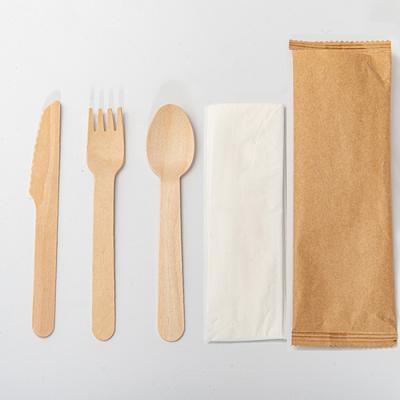 China Birch Biodegradable Natural Logo Bioabsorbable Disposable Wooden Cutlery Set for sale