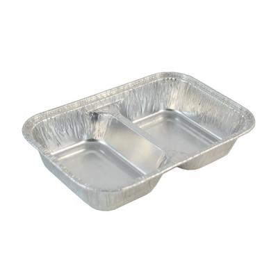 China Two Compartment High Temperature Resistant Disposable Aluminum Foil Take Out Containers for sale