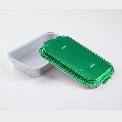 China Hot Sale Airline Food Color Coated Smoothwall Aluminum Foil Trays With Lid for sale