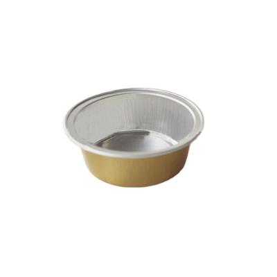 China Disposable Ultrathin Small Food Use Round Aluminum Foil Gold Container for sale