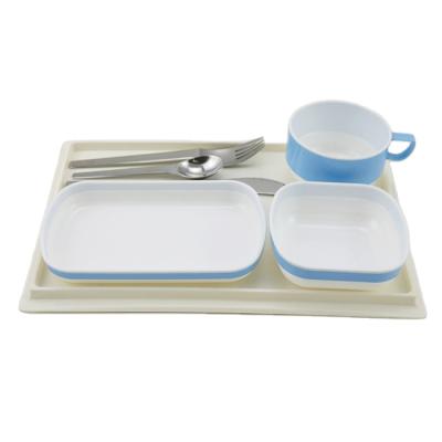 China FS Sustainable Inflight Blue Reusable Dinnerware Plastic Airline Meal Set for sale