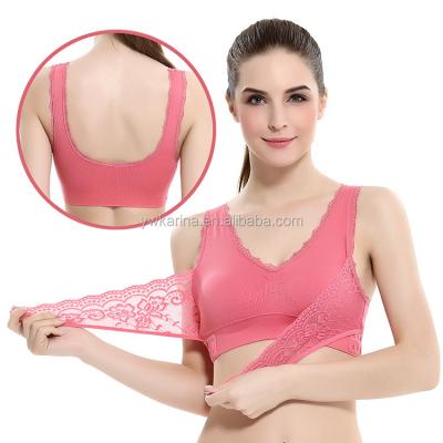 China Shirts & Tops Women Sports Running Bra Yoga Sports Bra Up Gym Fitness Racerback Shockproof Wireless Top Professional Vest for sale