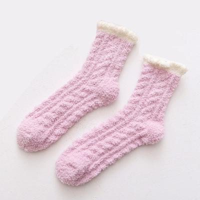 China Wholesale Winter Viable Women Thick Velvet Factory Price Fluffy Coral Socks for sale