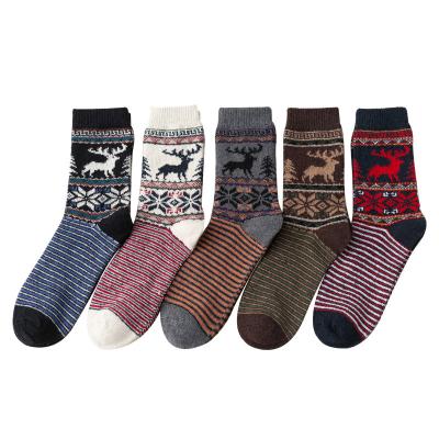 China Retro Style Deer Pattern Sporty Thick Warm Rabbit Wool Thermal Socks For Women for sale