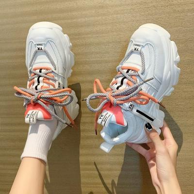 China Fashion trend women shoes brand design luxury white high quality chunky sneakers female vulcanize shoes student zapatillas de deporte for sale