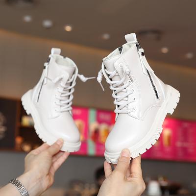 China Fashion Round Zipper Boots for Girls Winter and Autumn Leather All Match Ankle Boots Fashionable Girls Boots for sale